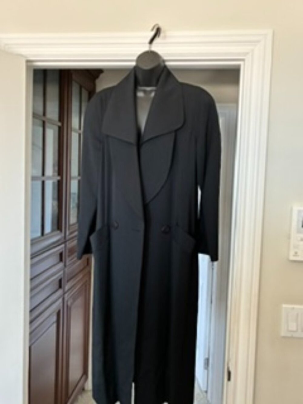 Linda Richards Wool Trench Coat. Dark Navy. Size 4